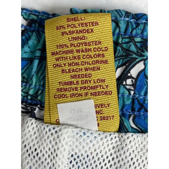 Red Camel Boy's Patterned Swim Trunks XL 10" Inseam Blue Black White Polyester - Picture 4 of 6